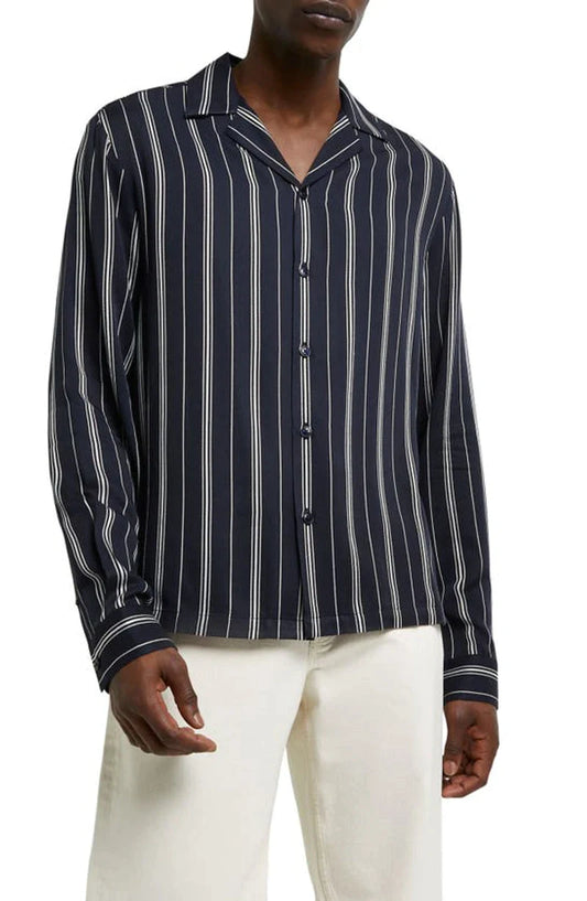 CLASSIC BLACK STRIPED FULL SLEEVE SHIRT - MEN