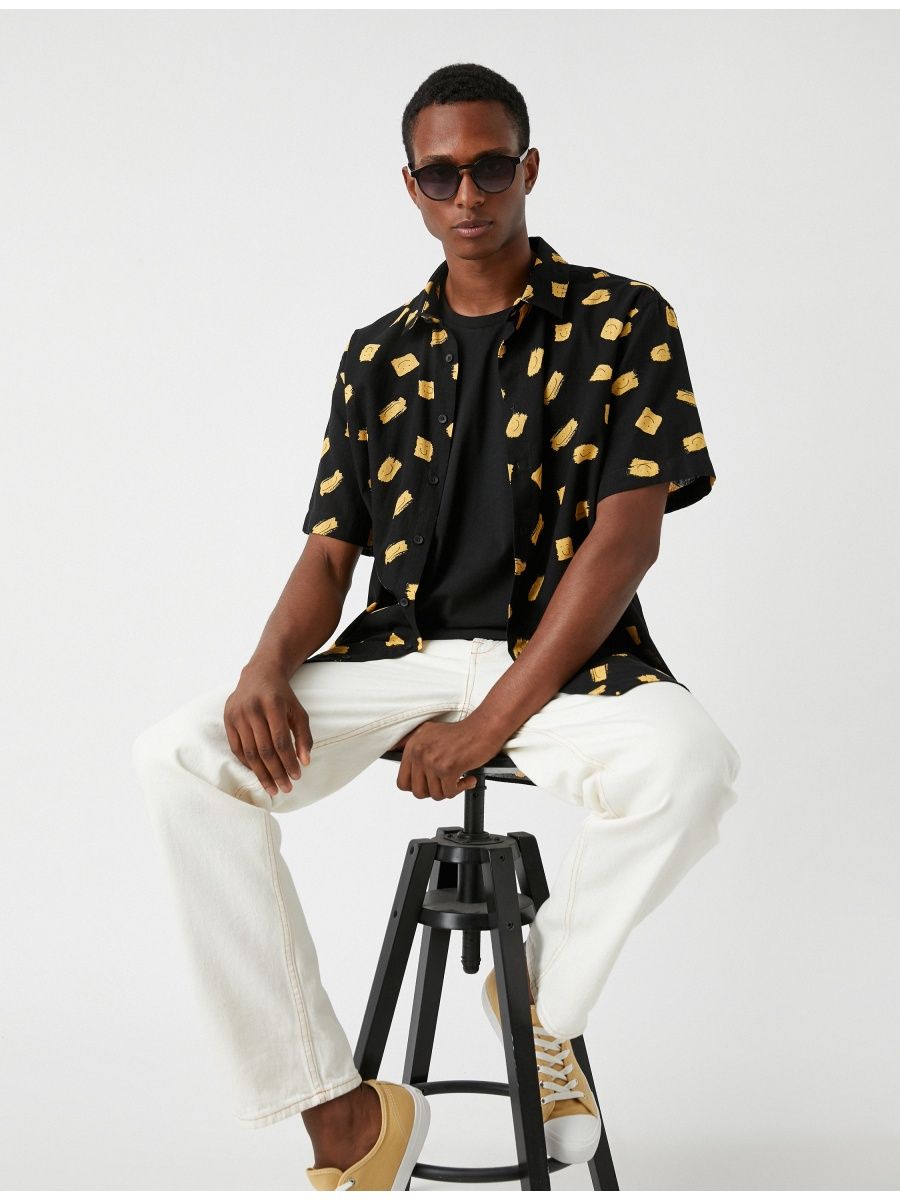 YELLOW BRUSH PATTERN SHIRT - MEN