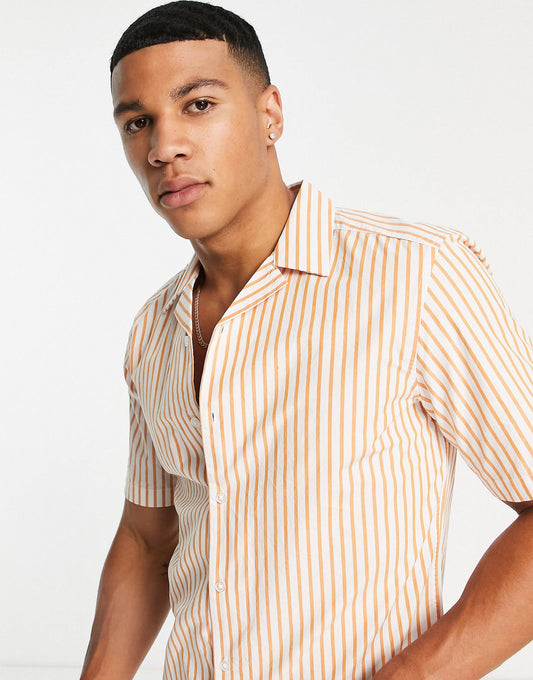 HONEY ORANGE STRIP SHIRT - MEN