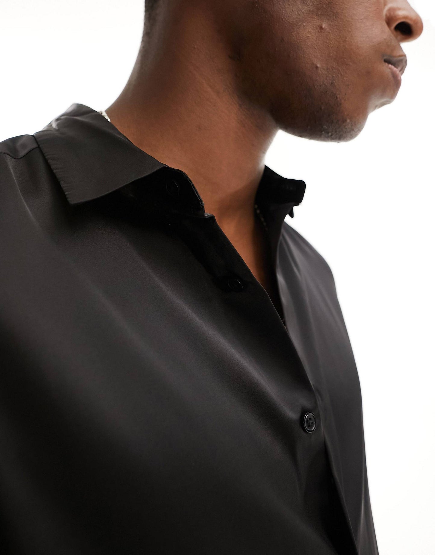 BLACK PLAIN FULL SLEEVE SHIRT - MEN