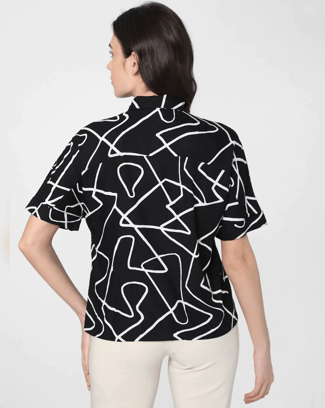 Black Lining Pattern Printed Shirt