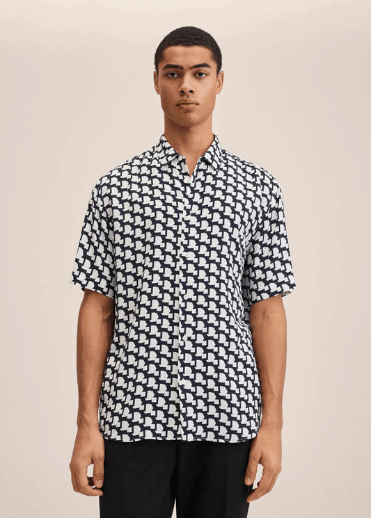 Printed Flowy Shirt Black For Men