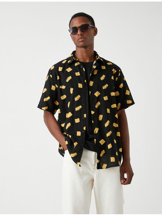 YELLOW BRUSH PATTERN SHIRT - MEN