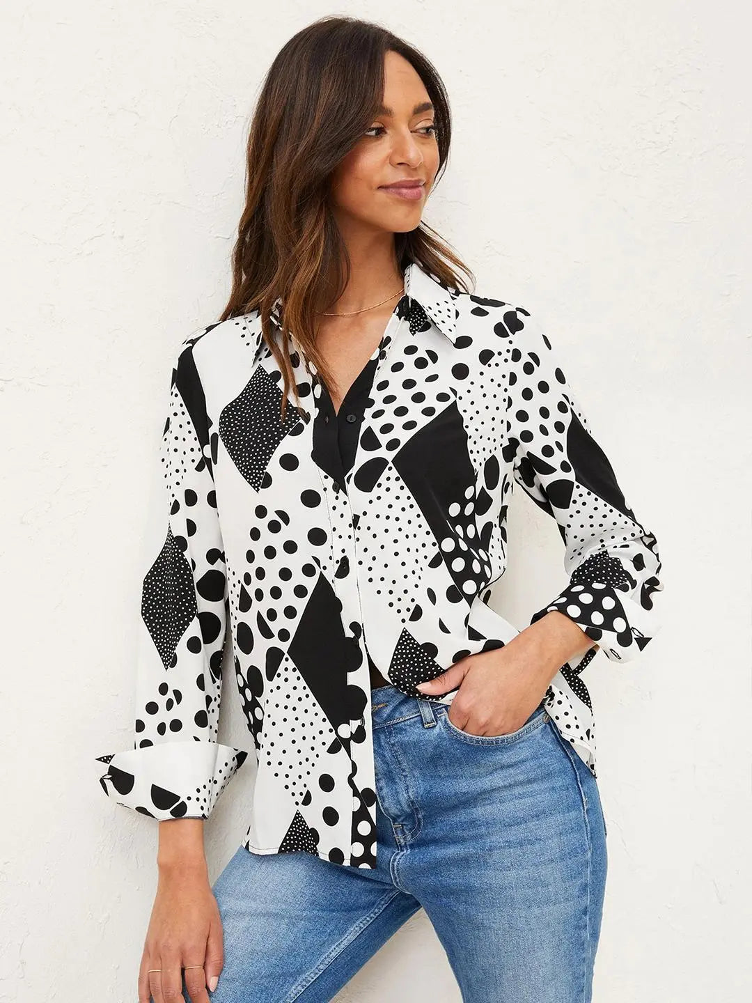 Black & White Pattern Printed Shirt