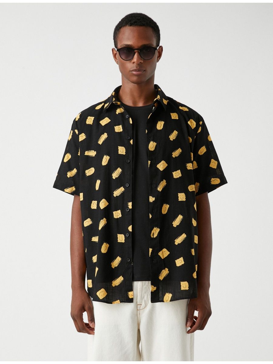 YELLOW BRUSH PATTERN SHIRT - MEN