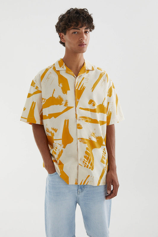 Classy Yellow Splash Printed Men Shirt