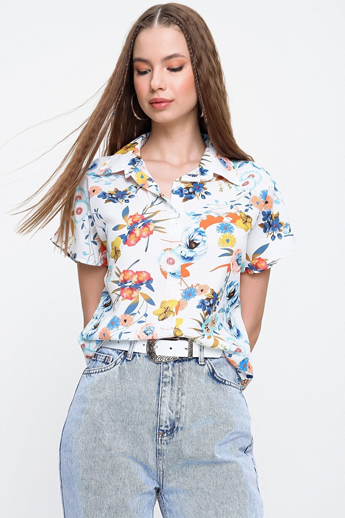 MULTI FOLRAL PRINTED SHIRT -WOMEN