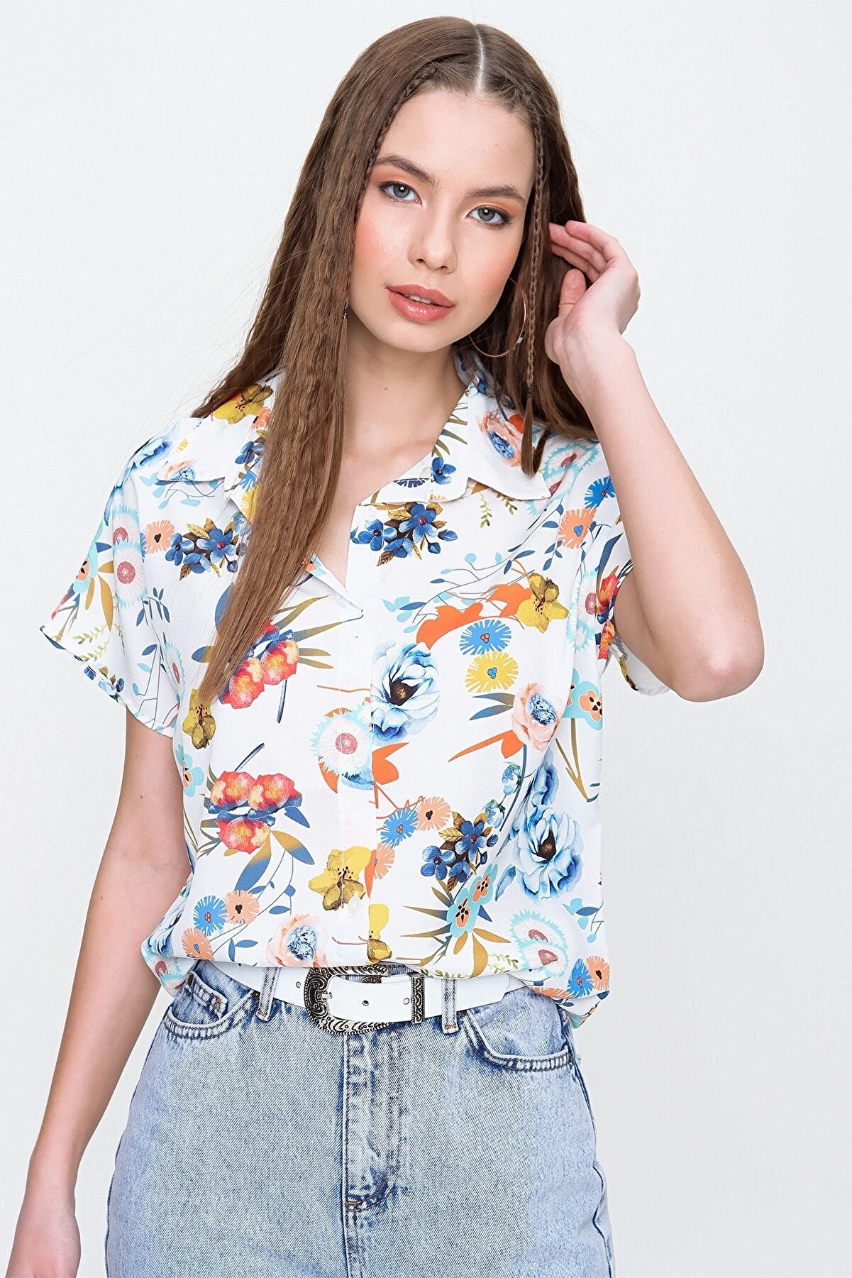 MULTI FOLRAL PRINTED SHIRT -WOMEN