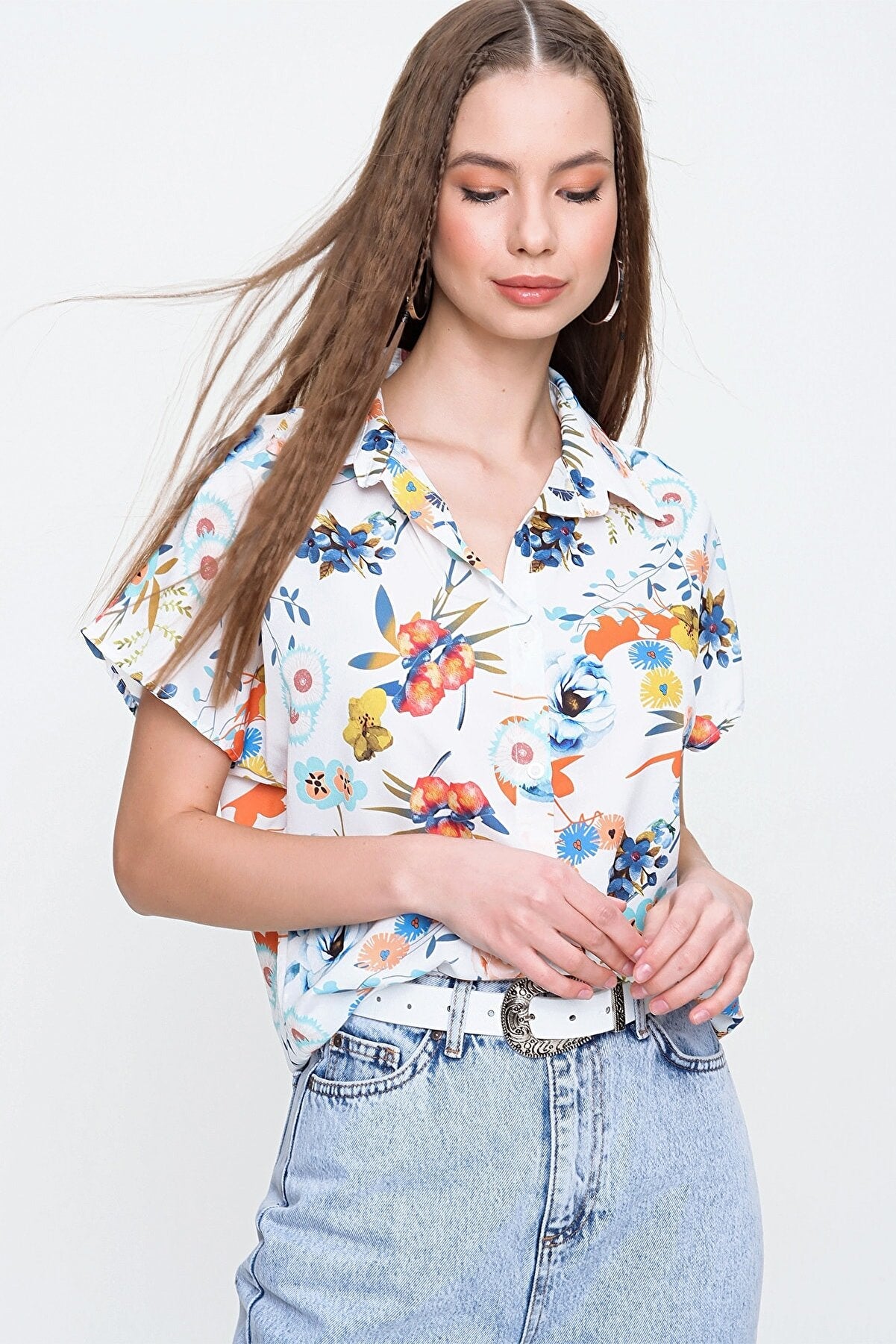 MULTI FOLRAL PRINTED SHIRT -WOMEN