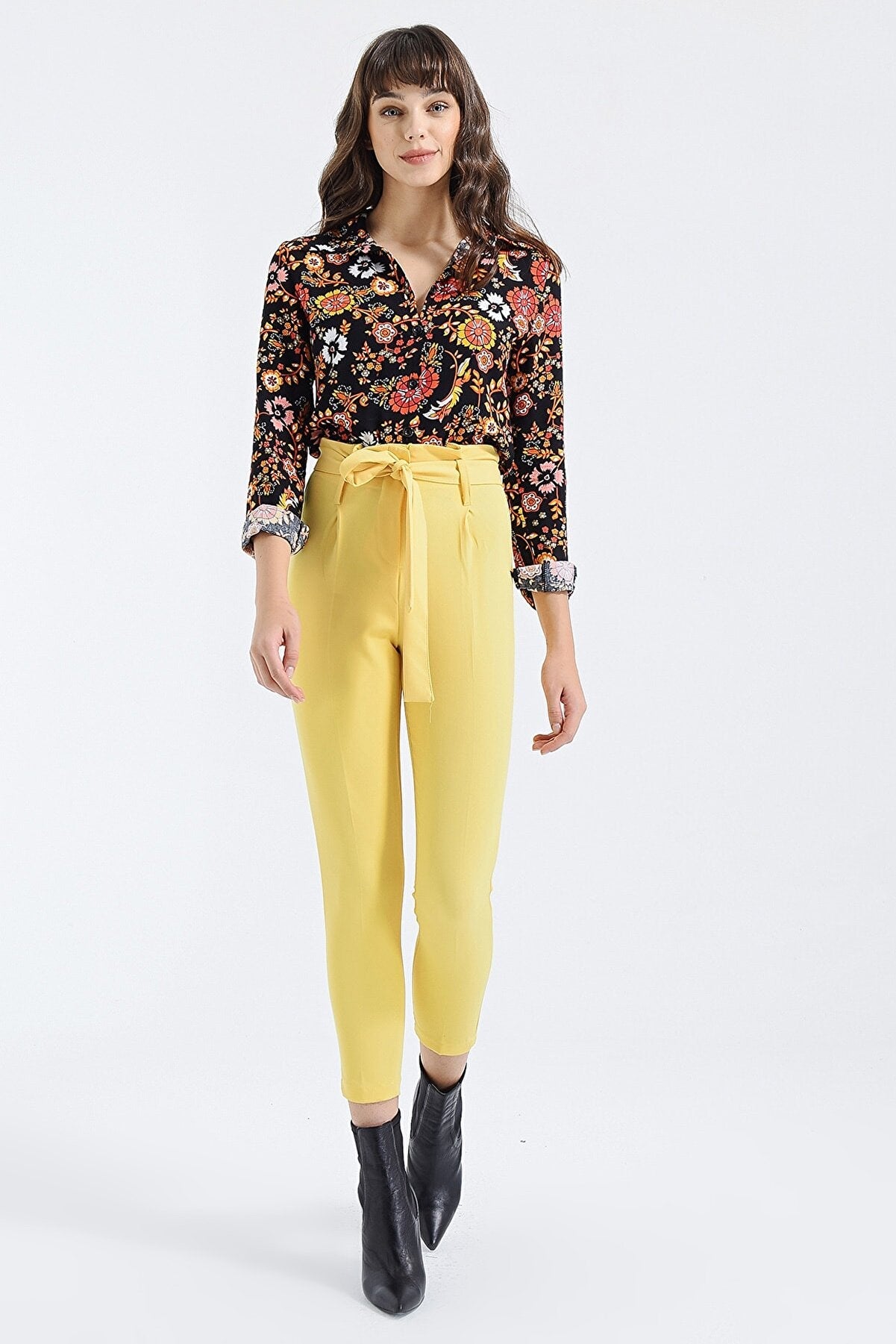 BLACK MULTICOLOR EXOTIC FLOWER SHIRT - WOMEN