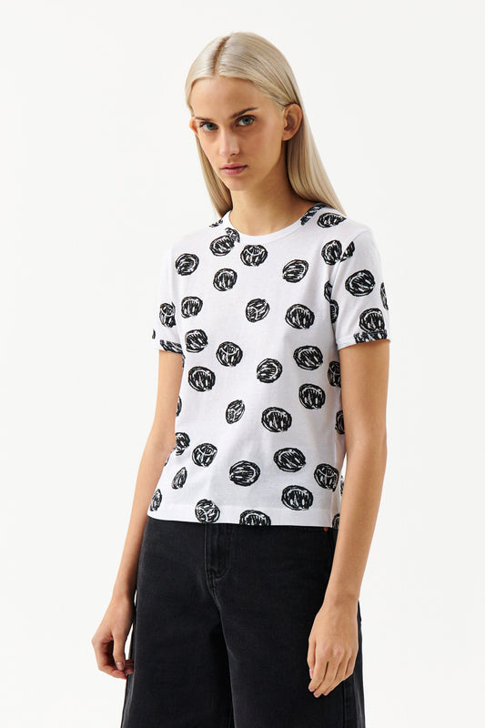 Black Round Pattern T-Shirt For Women