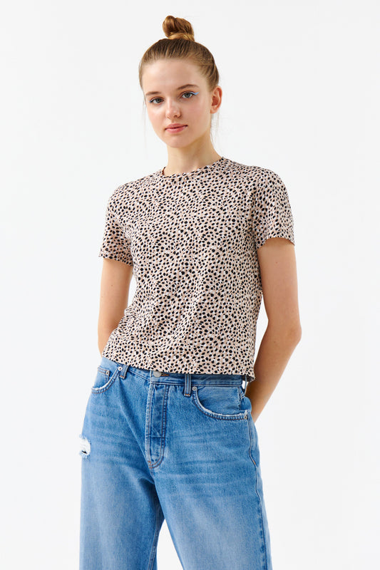 BLACK & WHITE DOTTED T-SHIRT - WOMEN