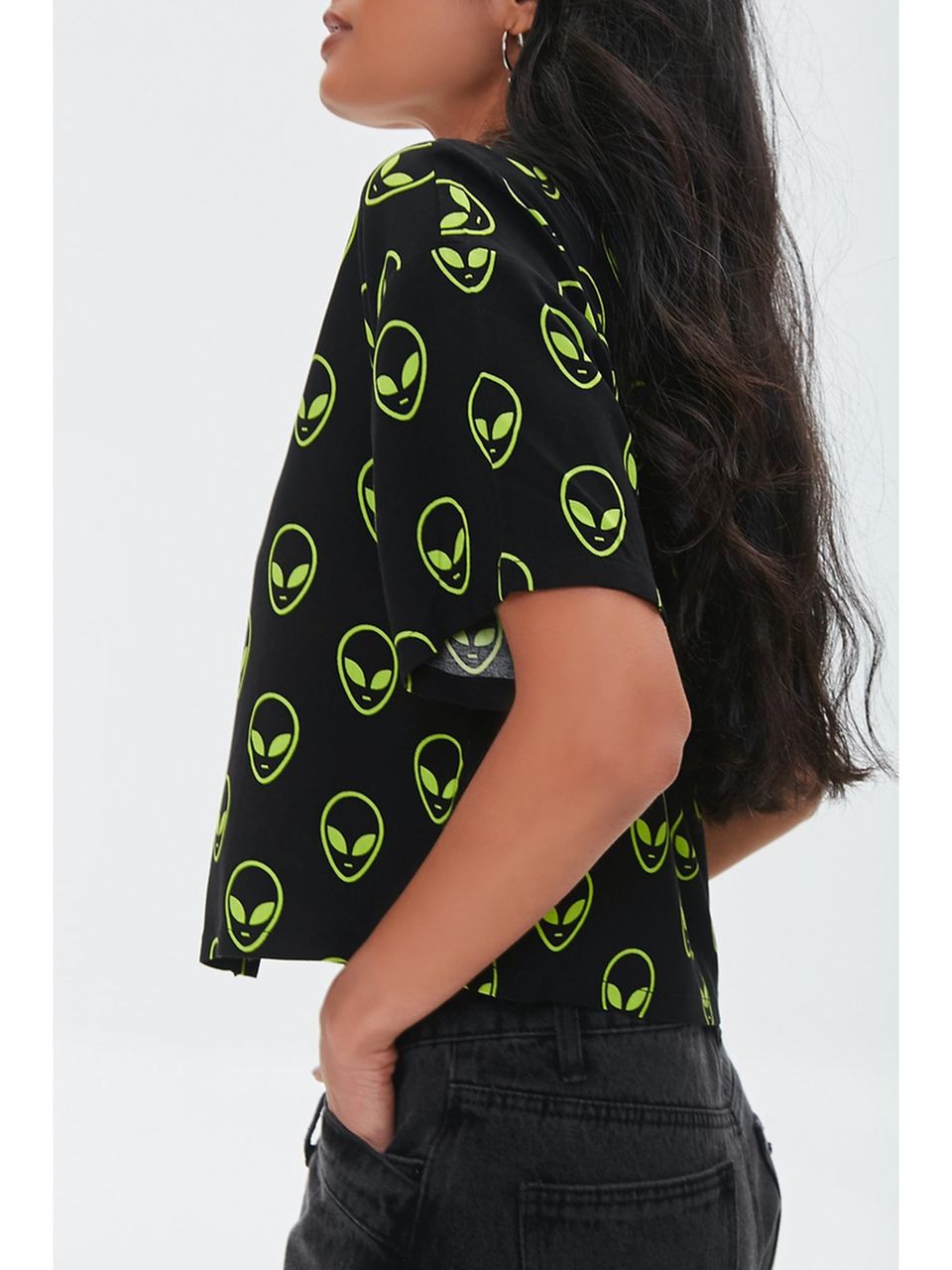 ALIEN BLACK PRINTED SHIRT -WOMEN