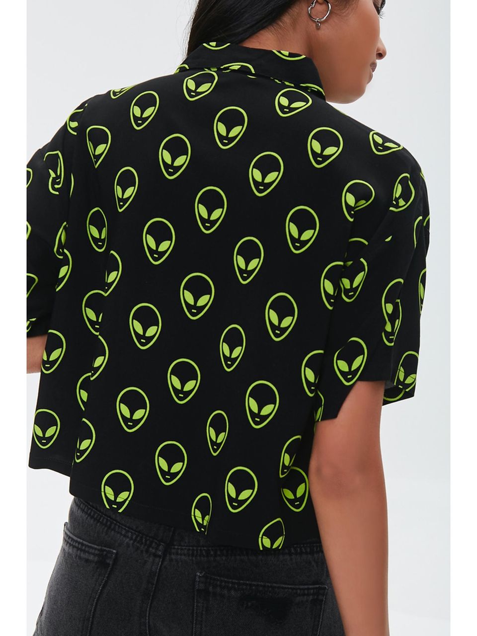 ALIEN BLACK PRINTED SHIRT -WOMEN