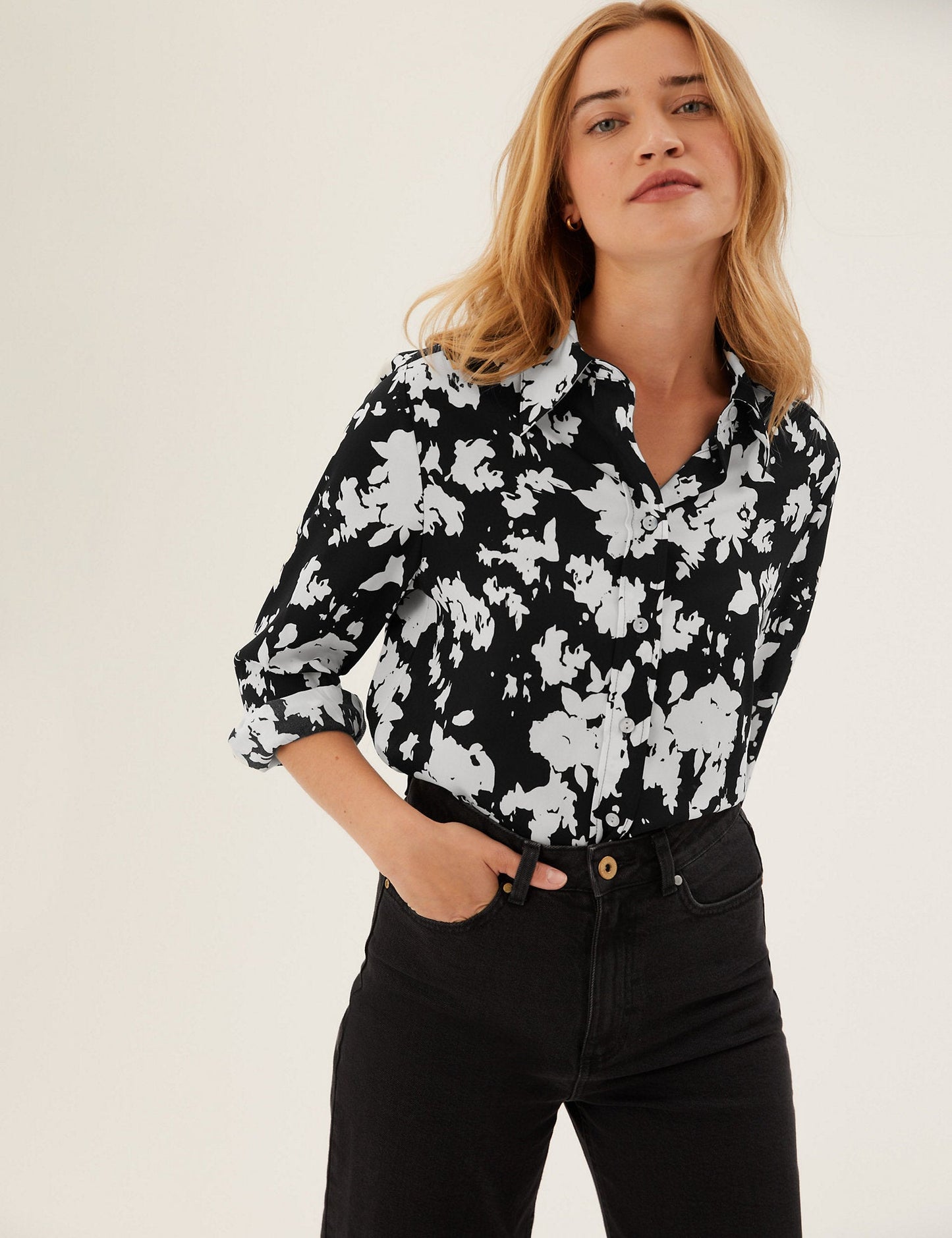 BLACK & WHITE CLASSY SHIRT -WOMEN