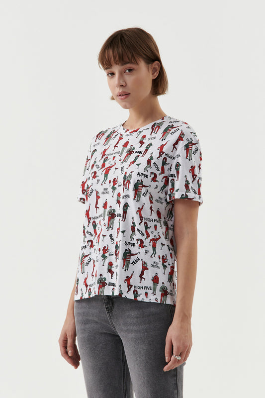 WHITE COOL PRINTED T-SHIRT -WOMEN