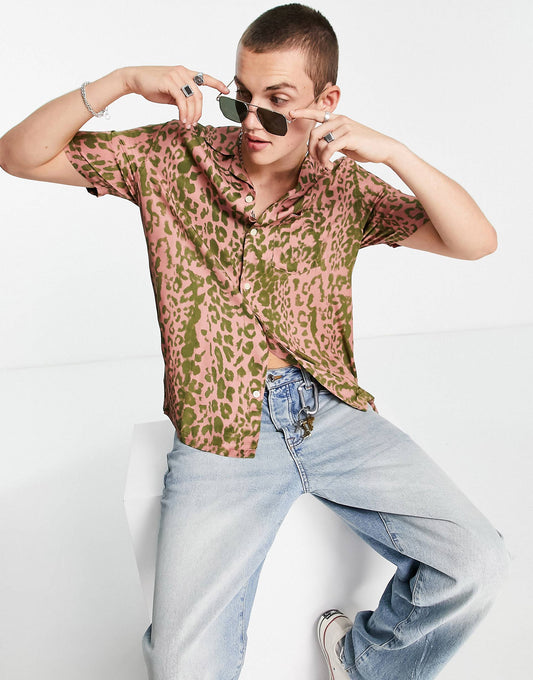 GREEN SNAKE PRINTED SHIRT -MEN