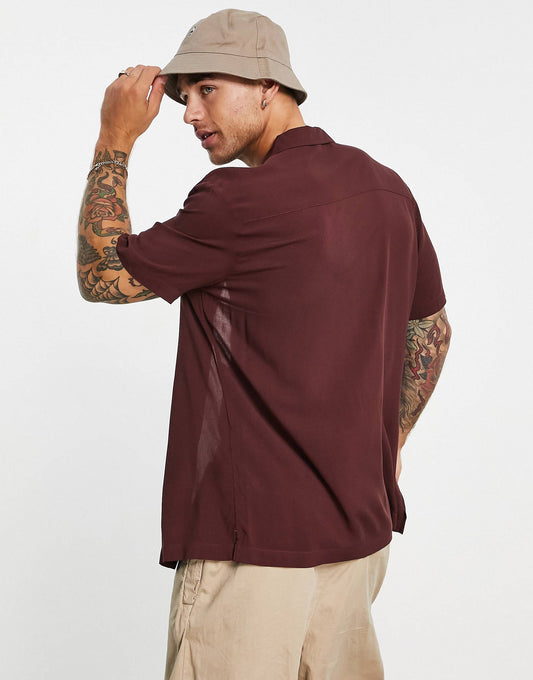 BROWN PLAIN SHIRT - MEN