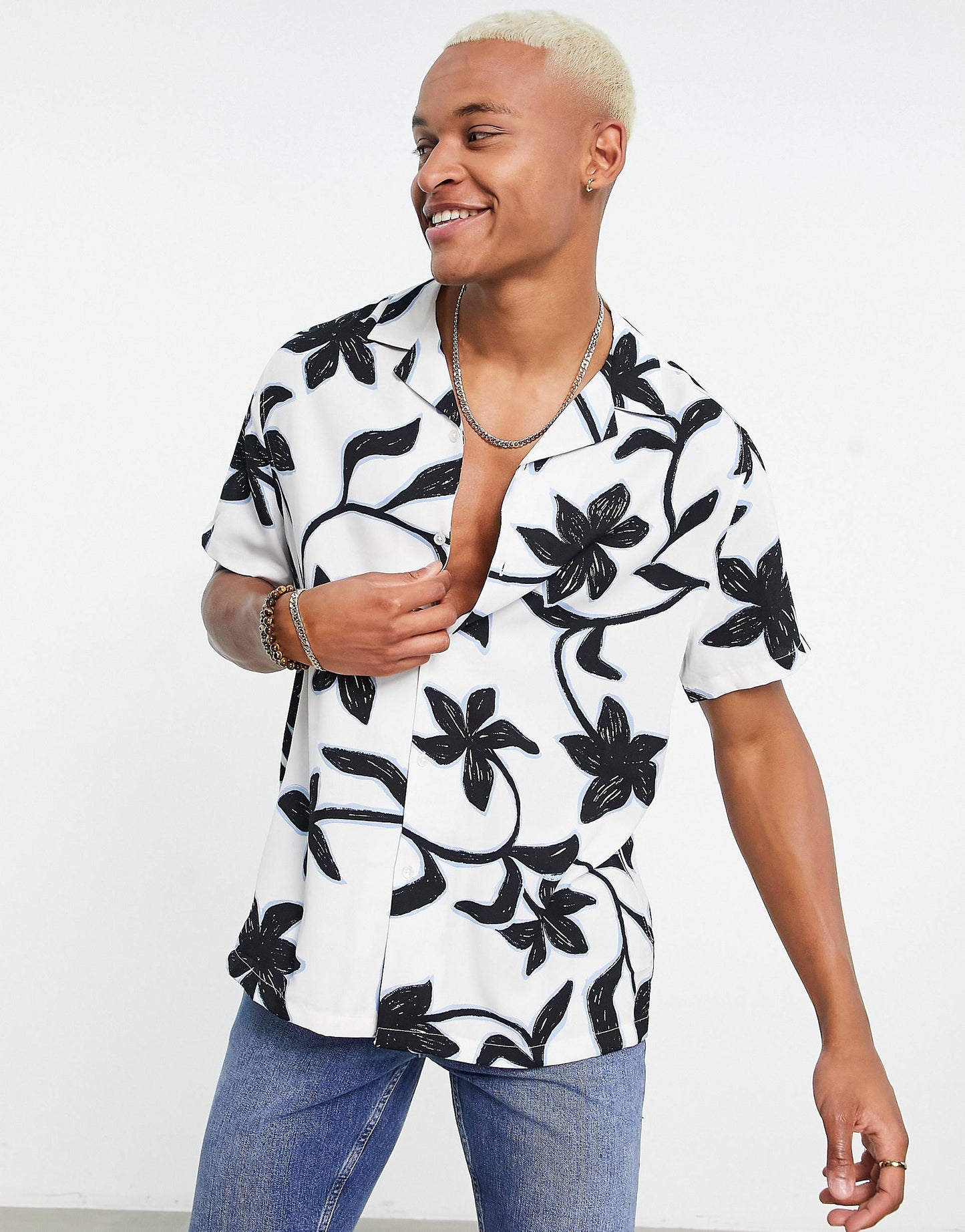 BLACK FLOWER  PRINTED SHIRT -MEN