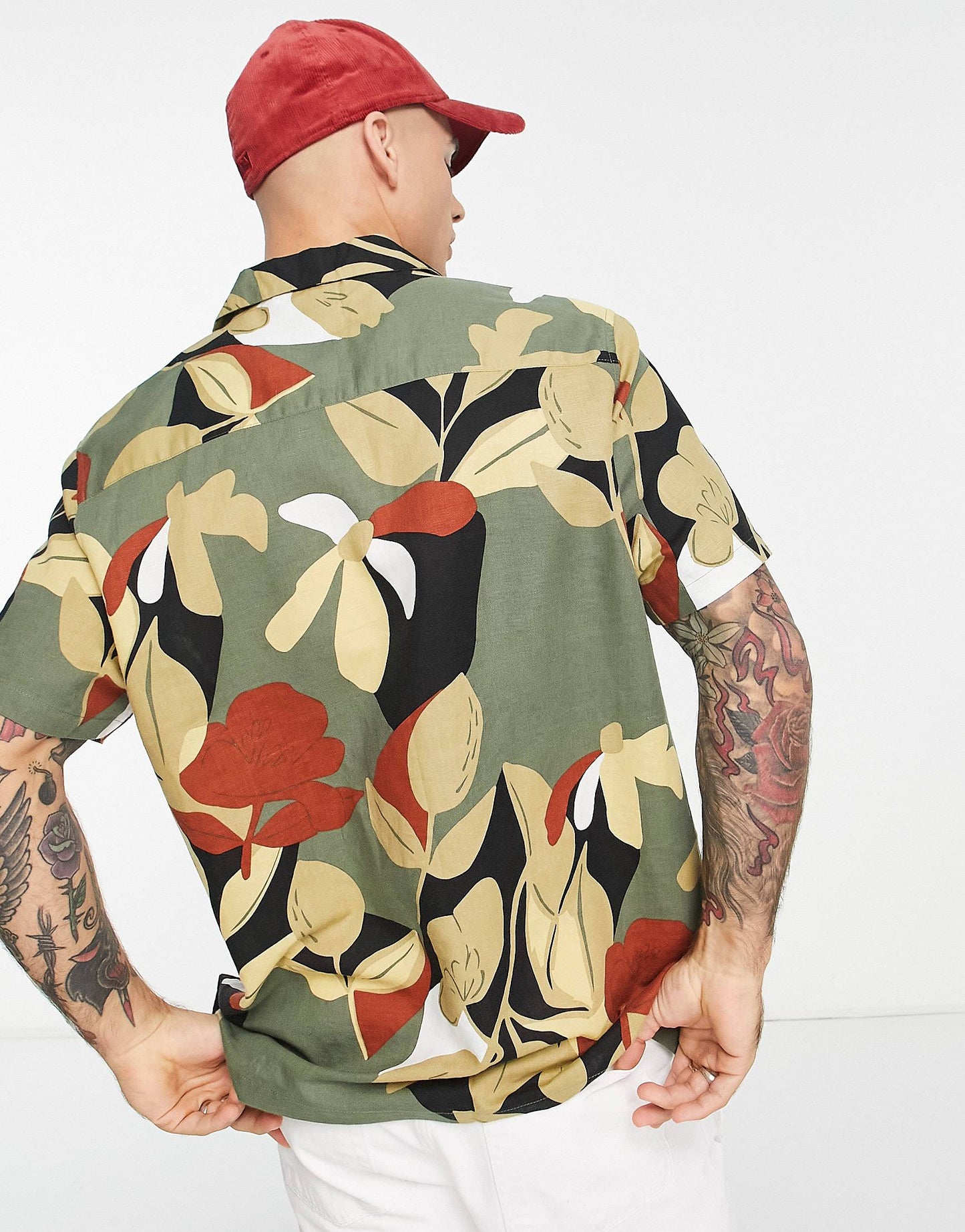 ABSTRACT LEAF PRINT SHIRT -MEN