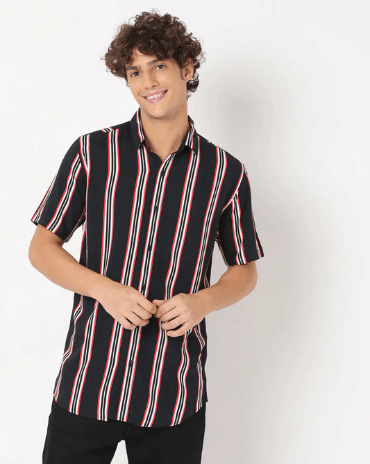 Black striped Pattern Printed Shirt