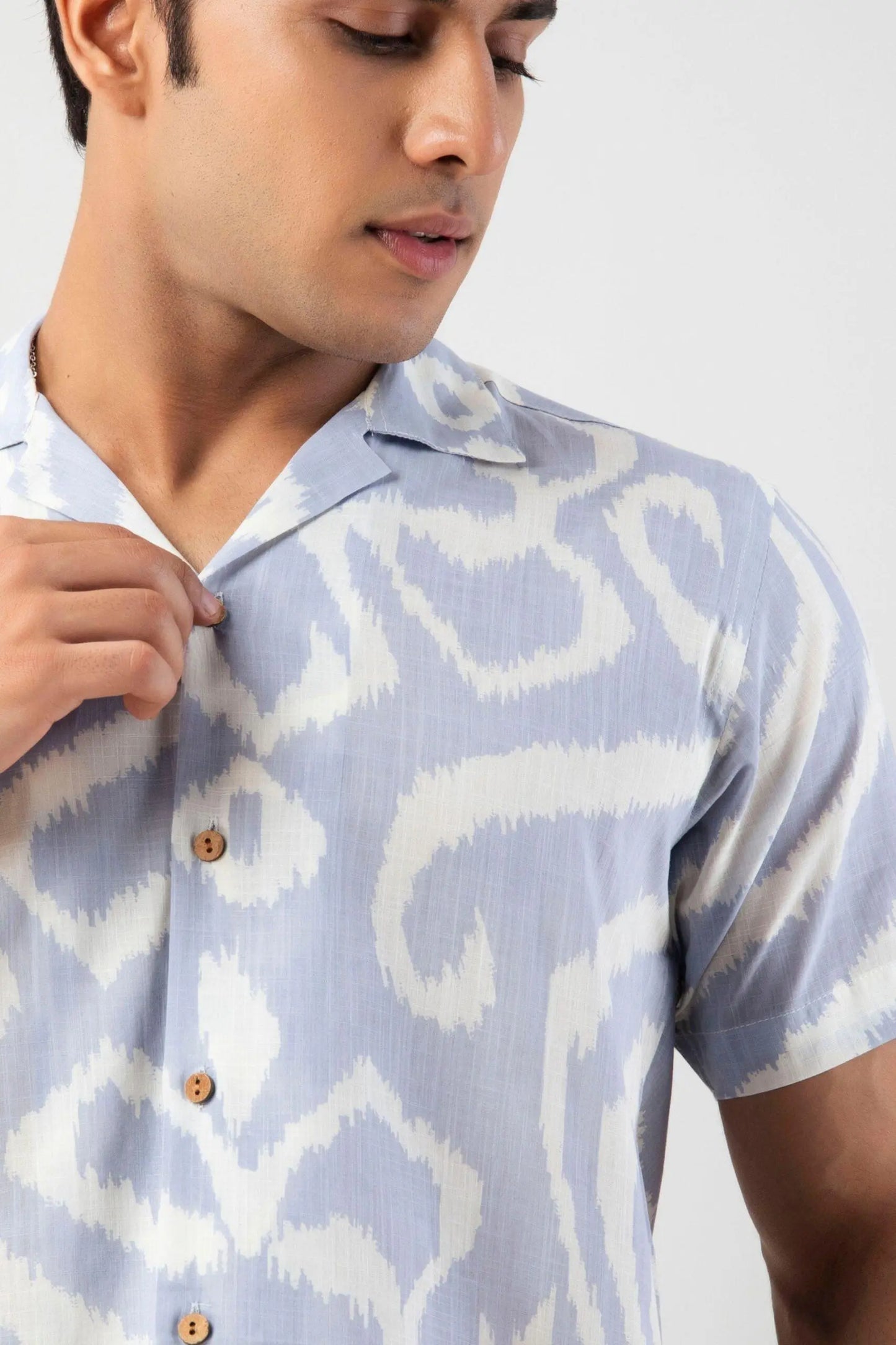 Blue Classic Design Pink Shirt For Men