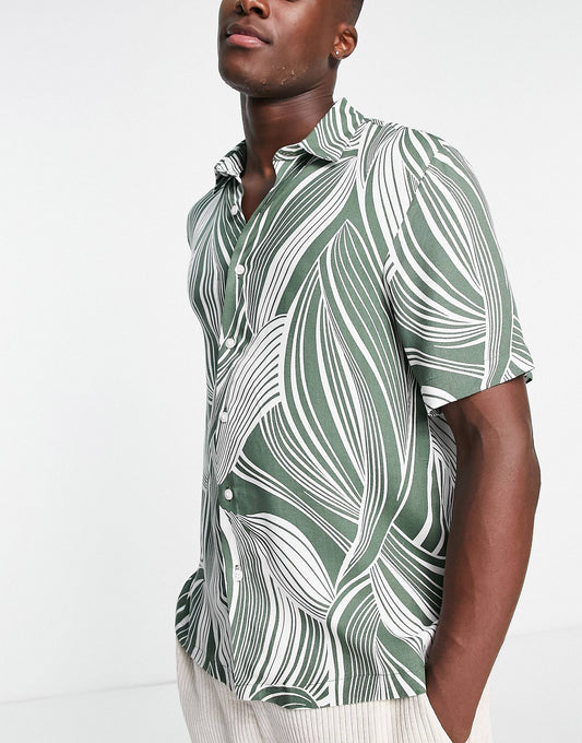 GREEN LEAF PATTERN SHIRT - MEN