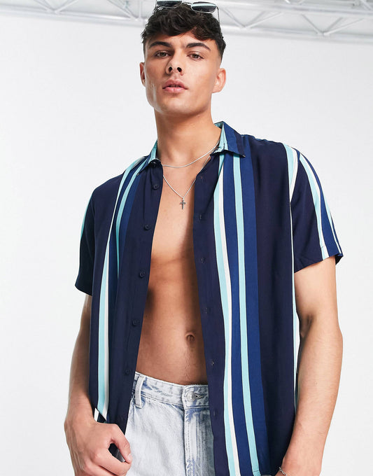 MULTI BLUE STRIPED SHIRT - MEN