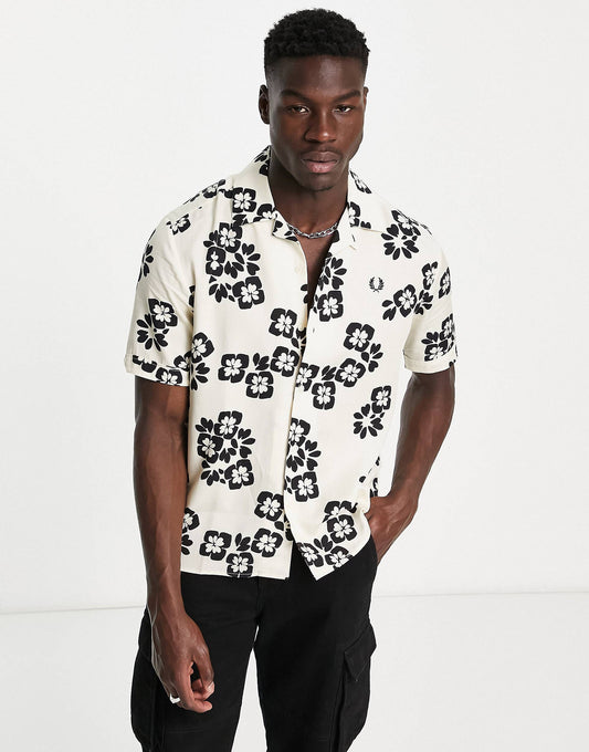 WHITE FLOWER PRINT SHIRT - MEN