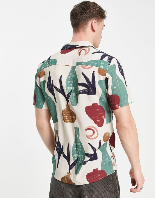 SKETCHY ABSTRACT PRINT SHIRT - MEN