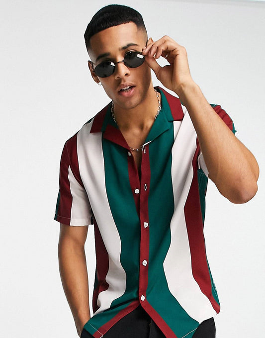 RED & GREEN STRIPED SHIRT - MEN