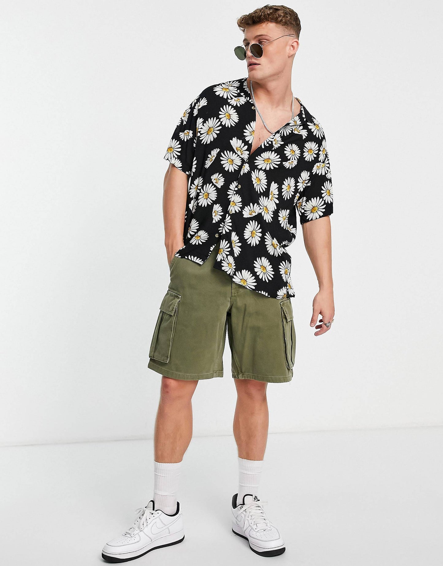 BLACK SUNFLOWER PATTERN SHIRT - MEN