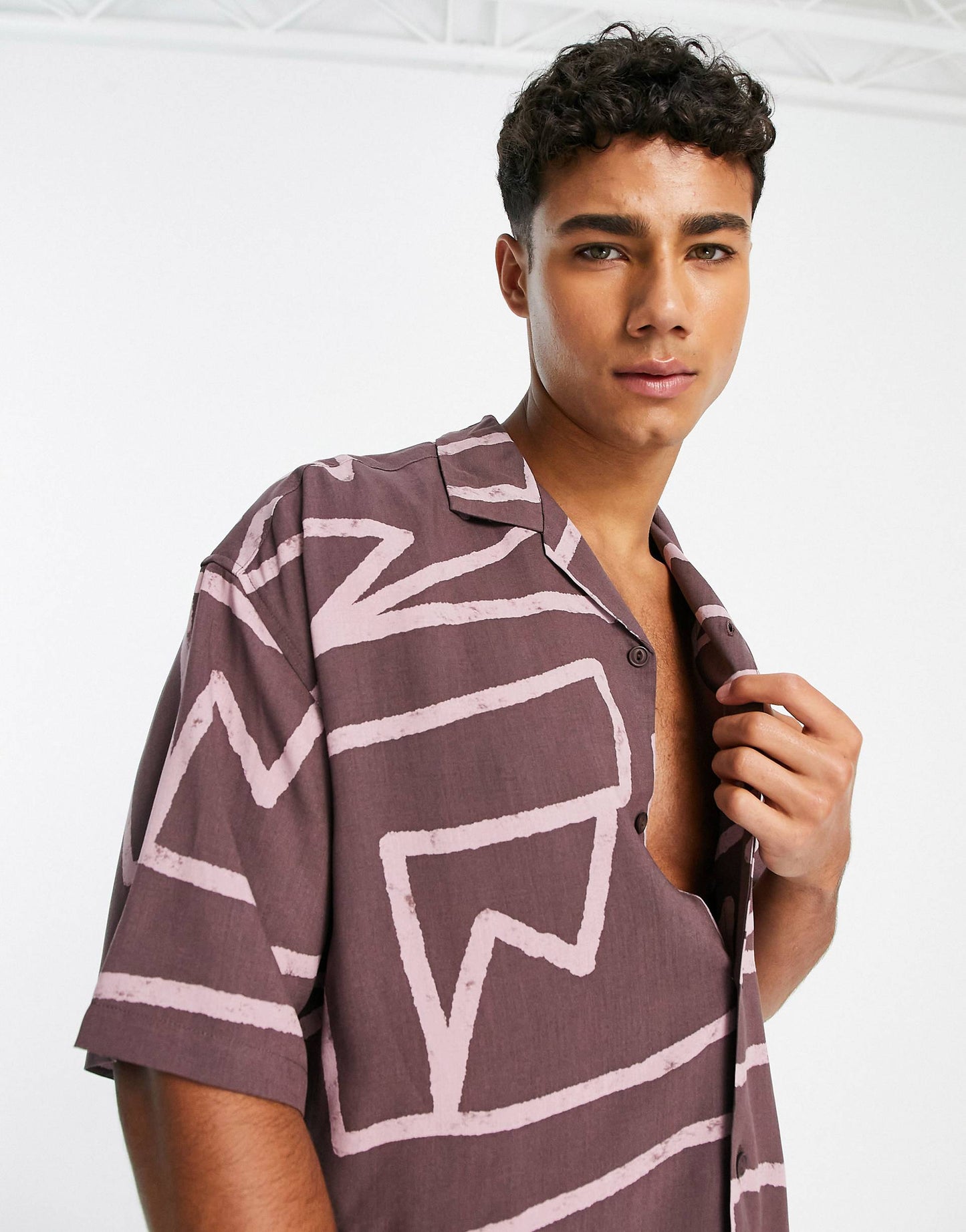 BROWN ELEMENT PRINT SHIRT - MEN