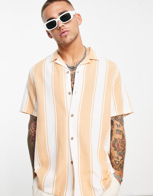 CLASSIC PEACH STRIPED SHIRT - MEN