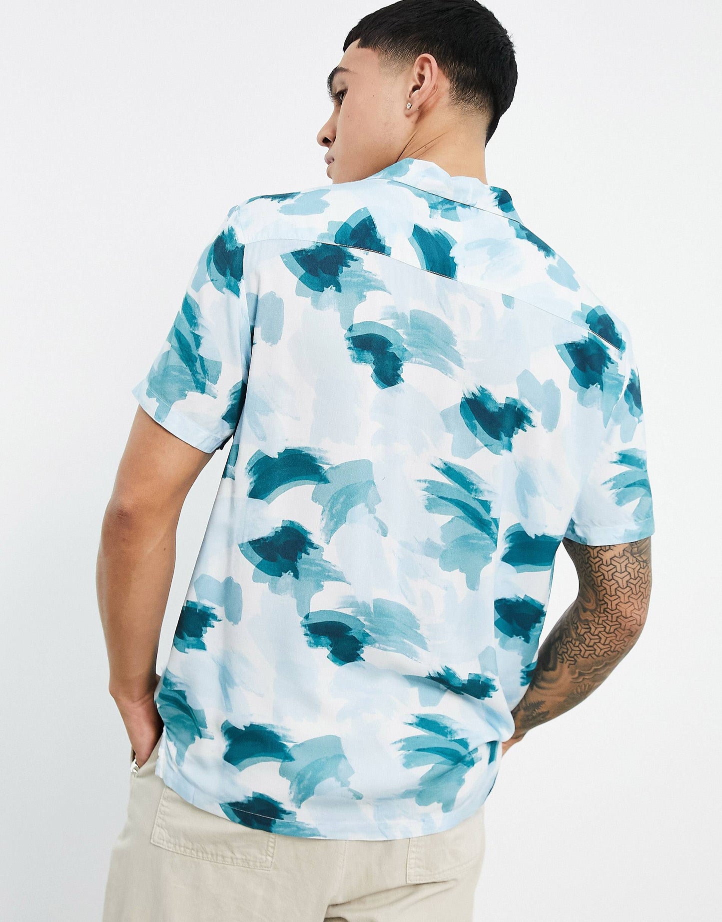 BLUE BRUSH PRINTED SHIRT - MEN