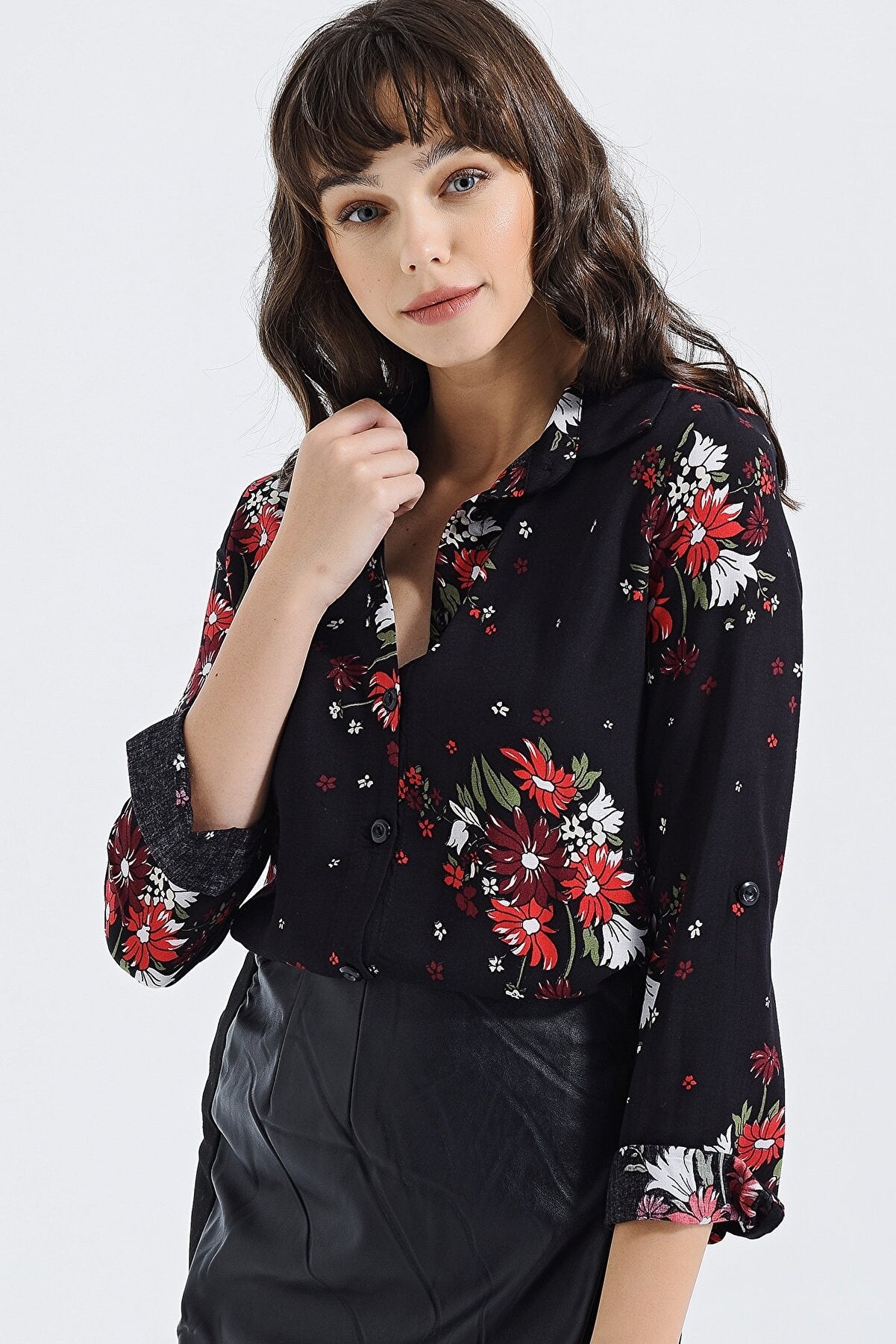 Black Floral Classy Printed Shirt