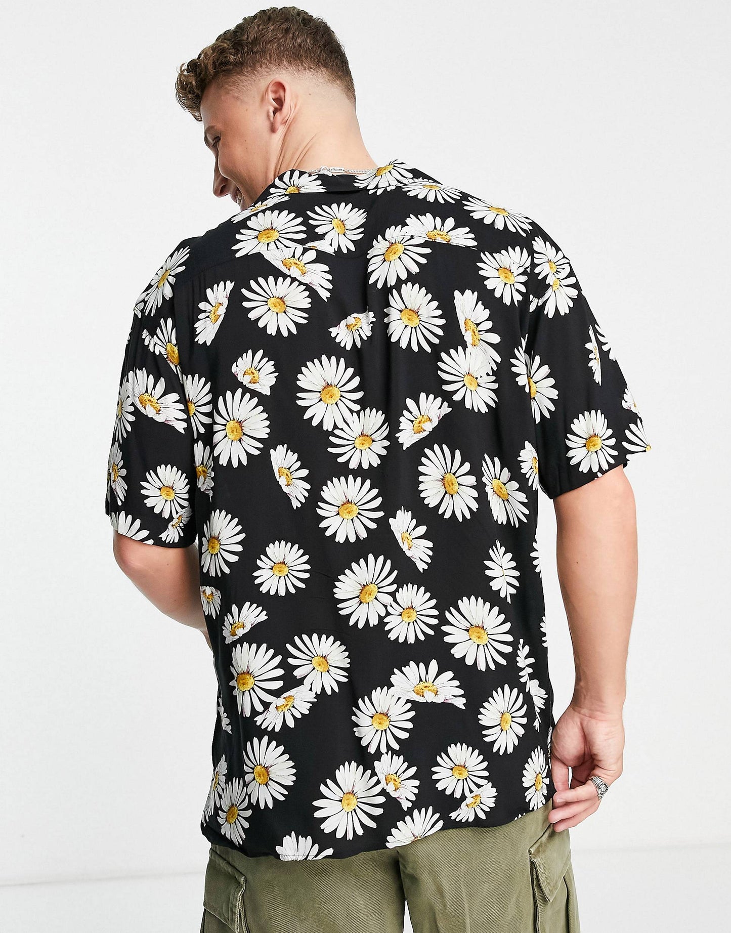 BLACK SUNFLOWER PATTERN SHIRT - MEN